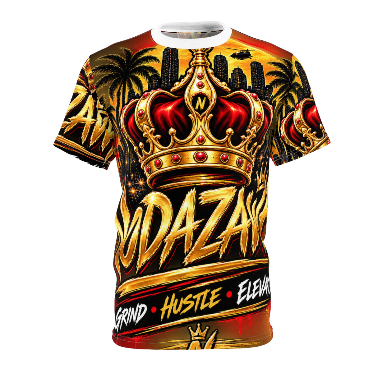 King Crown Graphic Tee — "NODAZAWF" Grind • Hustle • Elevate All-Over Print