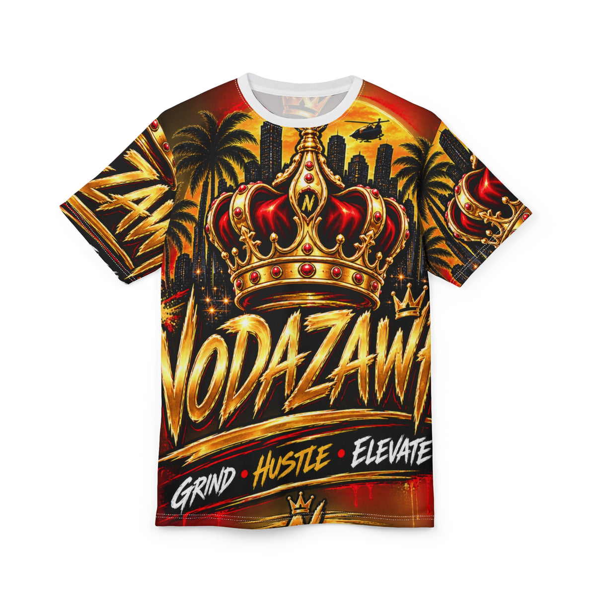 King Crown Graphic Tee — "NODAZAWF" Grind • Hustle • Elevate All-Over Print