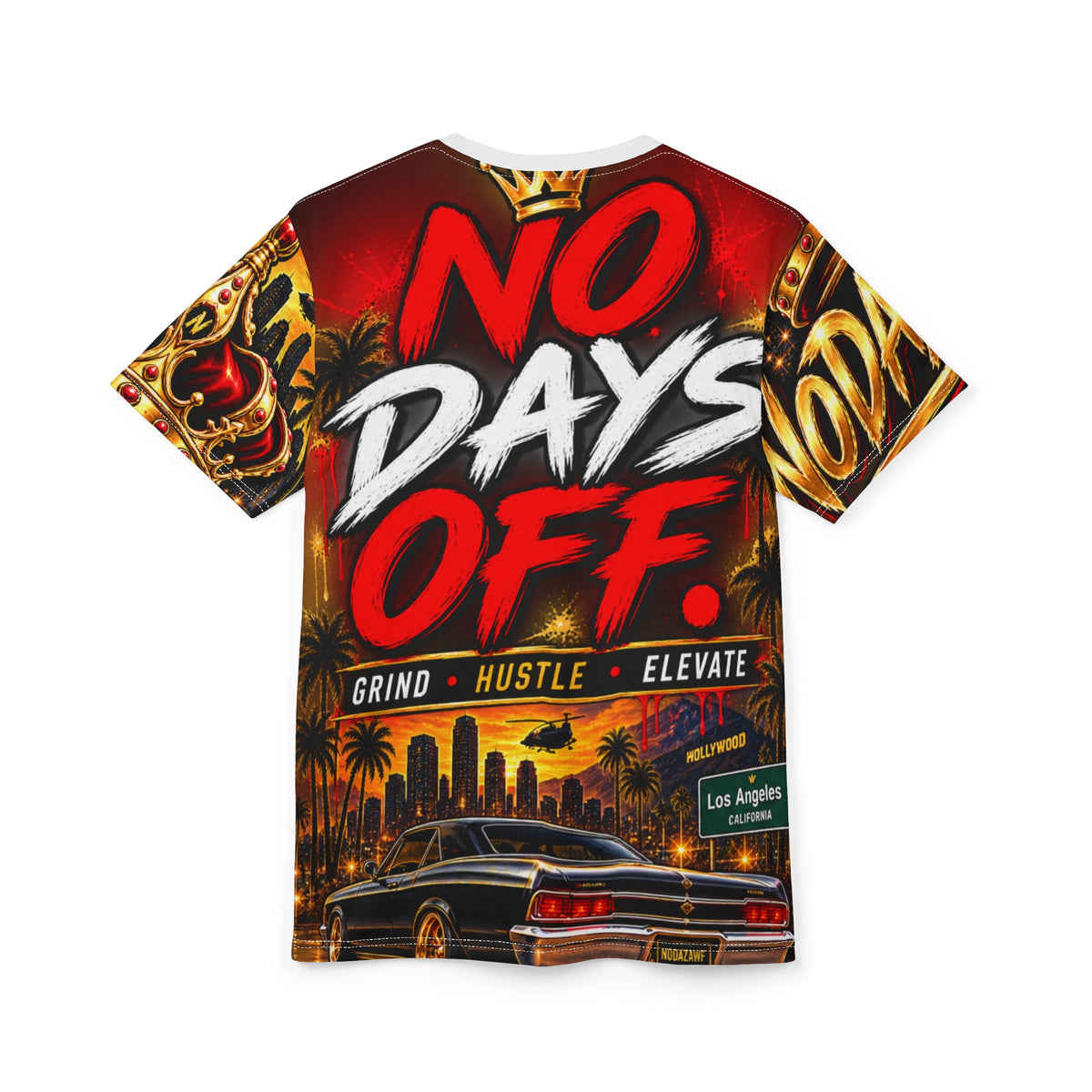 King Crown Graphic Tee — "NODAZAWF" Grind • Hustle • Elevate All-Over Print